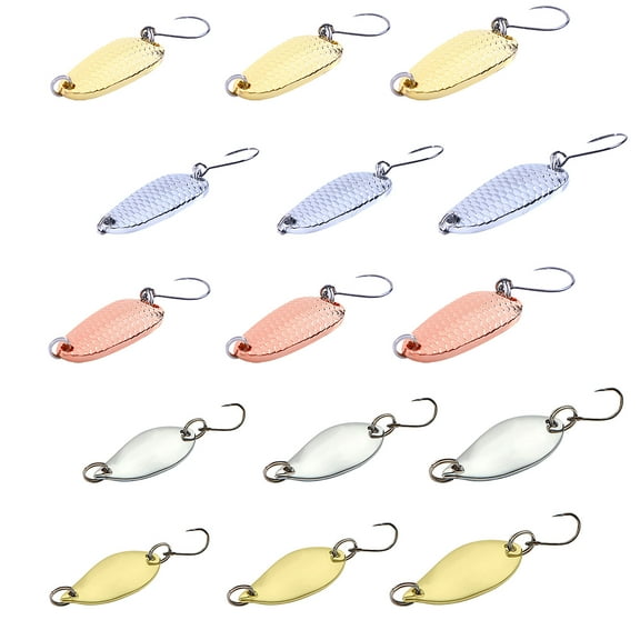 15Pcs Fishing Spoons Lures Kit Metal Spinnerbaits Mixed for Bass Trout Salmon Walleye with Tackle Box