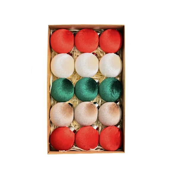 15Pcs Flocked Christmas Ornaments - 2.36" Xmas Ball with Hanging Loops, Shatterproof Christmas Tree Decorations for Home Party, Holiday Wedding Decor