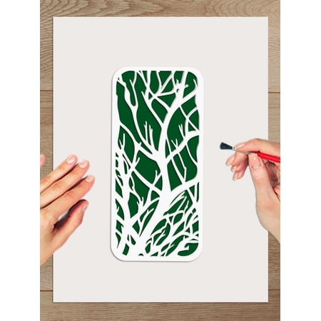 15Pcs Floral Theme Plastic Painting Stencils Geometric Paint Template Stencils Crafts Drawing Templates for Painting on Scrapbook Fabric Tiles Floor Furniture Wood 247x120mm White