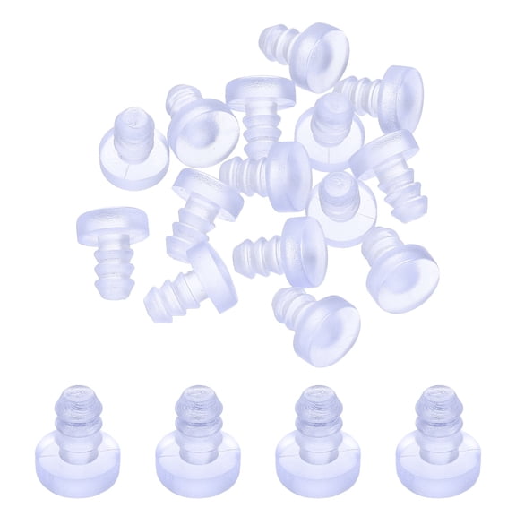 15Pcs Glass Table Top Bumpers with Stem, Clear Anti-Slip Pads Rubber Grippers for Furniture