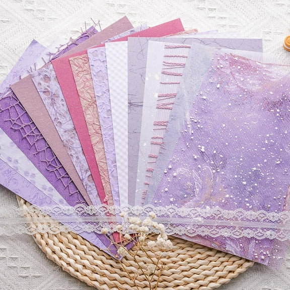 15Pcs Handmade Scrapbook Art Paper, Craft Textured Paper Colorful A5 sheet Mesh Special Paper Mix, for Scrapbooking Junk Journaling Supplies DIY Materials,5.8x8.2 inches