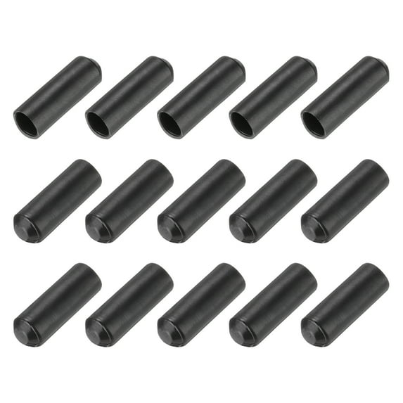 Uxcell 15Pcs Heat Shrink End Cap 8mm ID x 25mm L 2:1 Ratio Heat Shrink Tube Cap Black