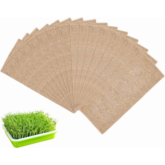 15Pcs Jute Grow Mat for Microgreens 13.9x6.2 Inch Hydroponics Seed Sprouting Mat Pad Microgreens Growing Kit Plant Hemp Fiber Grow Mat Indoor Organic Production for Germination Sprouts for DIY