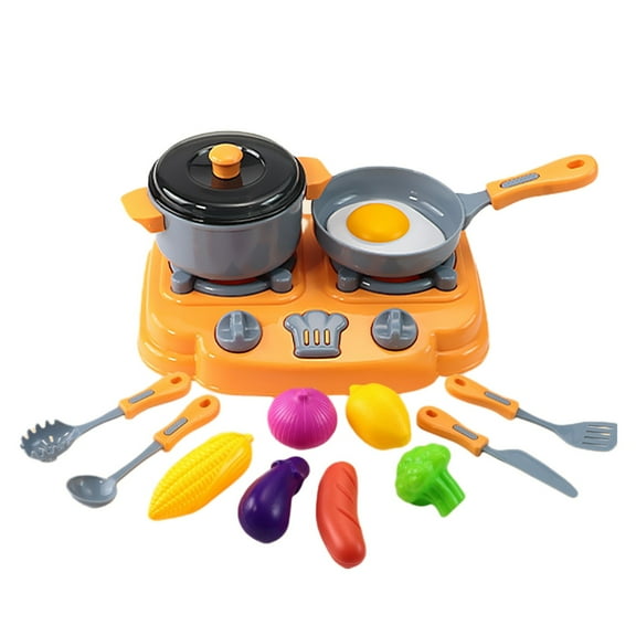 15Pcs Kitchen Playset, Toddler Pretend Cooking Play Pots, Pans, Utensils Cookware, Daily Food Fruit Veges, Toddlers Pretend Cooking Playset Acccessories with Pots Pans, Learning Gift for Child