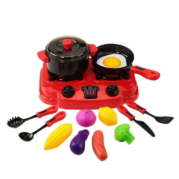 15Pcs Kitchen Playset, Toddler Pretend Cooking Play Pots, Pans, Utensils Cookware, Daily Food Fruit Veges, Toddlers Pretend Cooking Playset Acccessories with Pots Pans, Learning Gift for Child