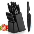 thumbnail interactive-video image 1 of Vesteel Knife Block Set for Kitchen, 15-Piece High Carbon Stainless Steel Knives Set with Ergonomic Handle, Ultra-sharp & Rust Resistant, Black, 1 of 10