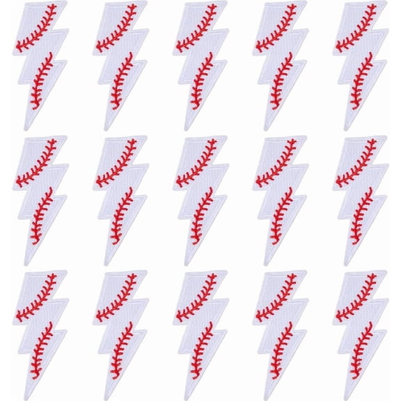 15Pcs Lightning Baseball Patch Sports Embroidered Patch Ball Iron on Patches Baseball Embroidery Sew on for DIY Clothes Jeans Jacket Hat Dress Accessories