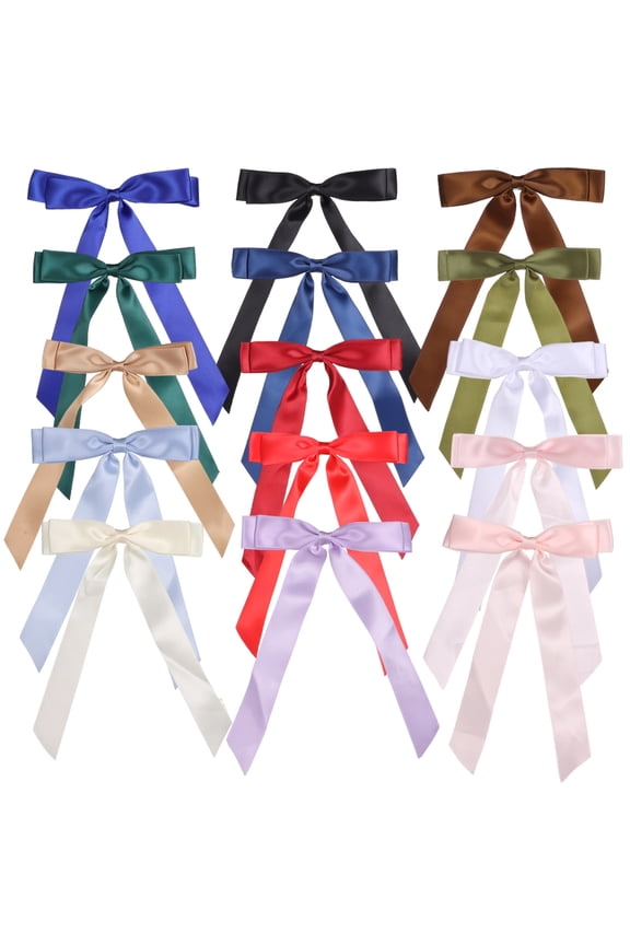 15 Pcs Hair Bows with Tails, Alligator Hair Clip Bow Hair Clip Barrette Clip for Hair Bow Hair Accessory for Women