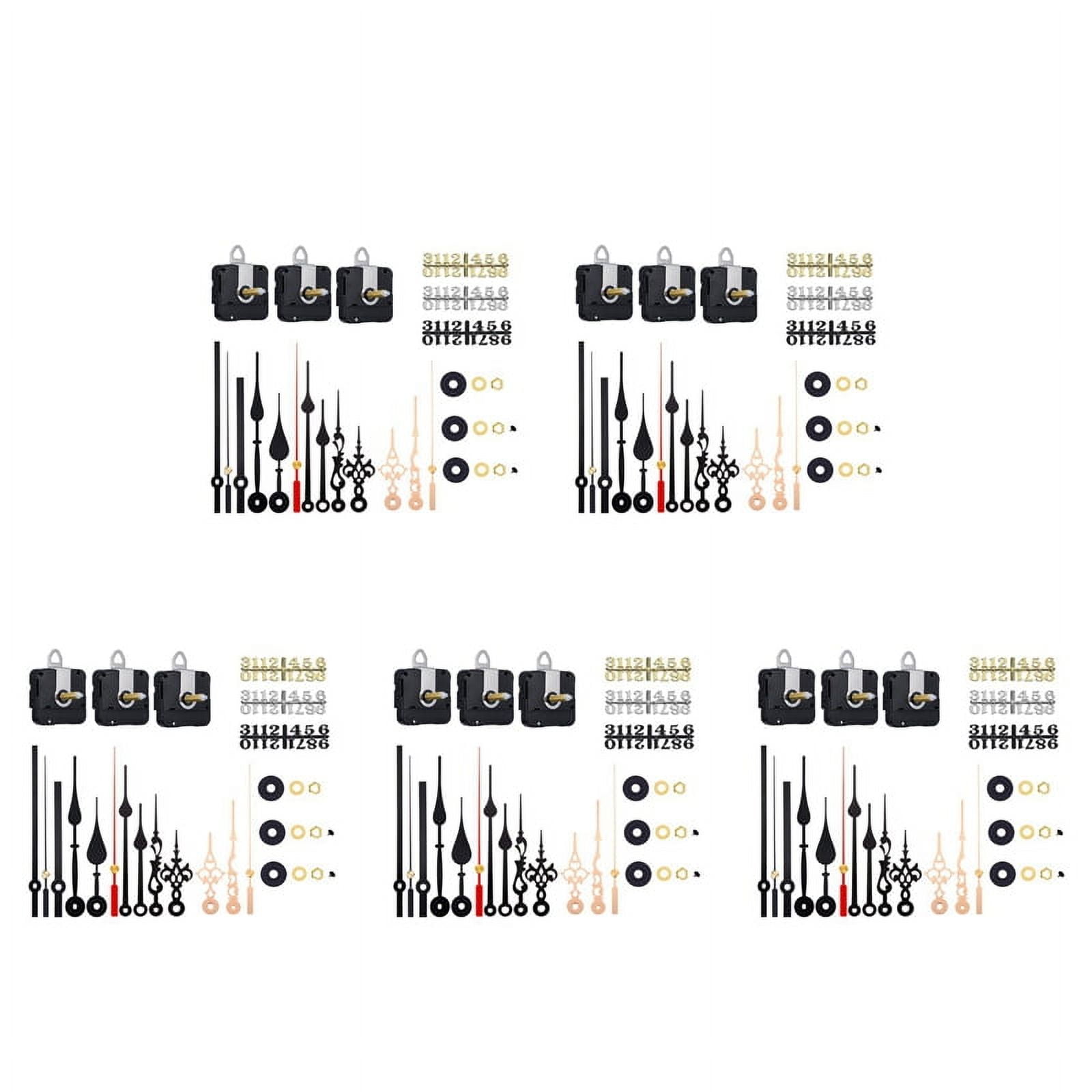 15Pcs Long Shaft Quartz Clock Movement Mechanism with 15 Pairs Hands and Numerals Kit DIY Clock Parts Replacement 31mm