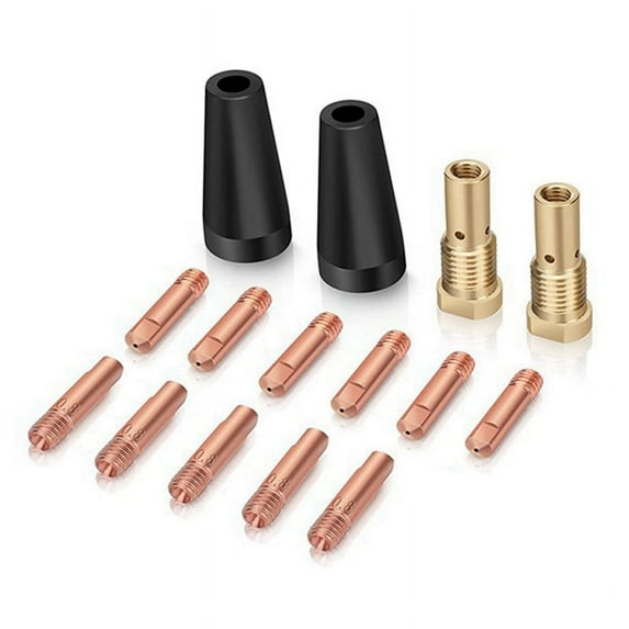15Pcs MIG Welding Kit Flux Core Gasless Nozzle 0.8mm Brass Welding Tips Replacement MIG Welder Accessories
