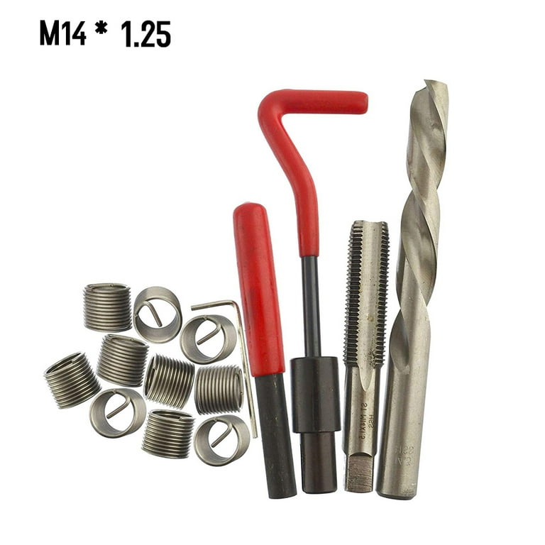15Pcs Metric Thread Insert Kit M5 M6 M8 M12 M14 Helicoil Car Pro Coil Tool  M14 * 1.25 