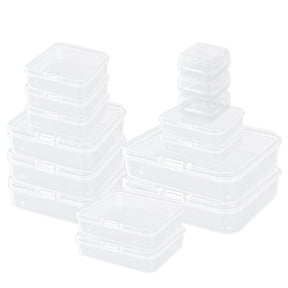 IBEQUEM 15Pcs Mixed Sizes Rectangular Empty Mini Organizer Storage Containers Box,Clear Plastic Beads Storage Containers Box for jewelry, small items