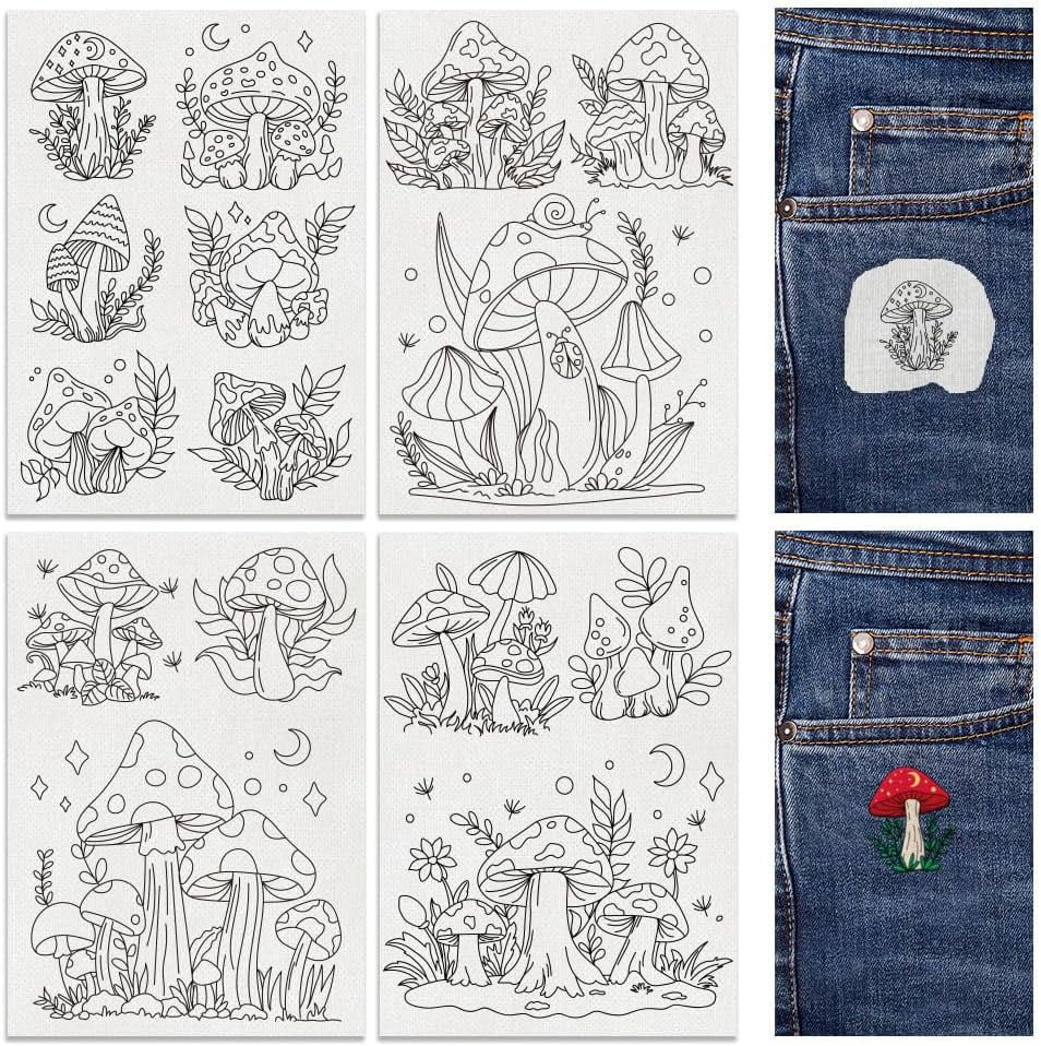 15Pcs Mushroom and Plant Embroidery Pattern Stabilizers 8.3”x11.7 ...