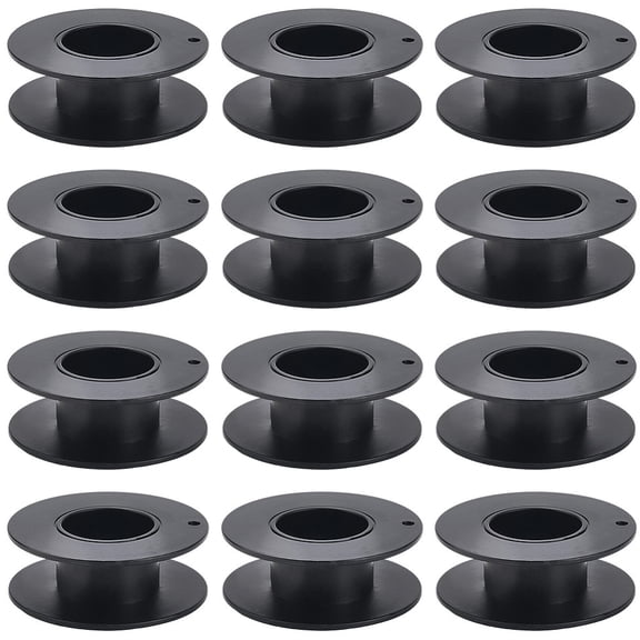 15Pcs PS Plastic Empty Spools for Wire Thread Bobbins Black 5.5x2.05cm