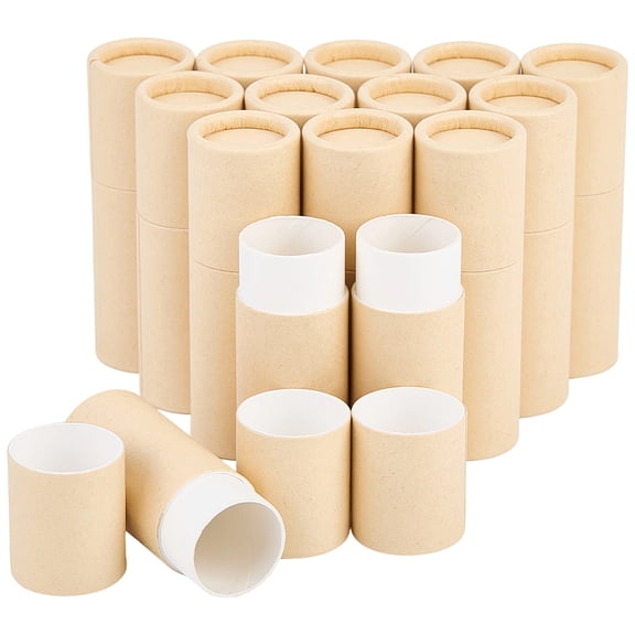 15Pcs Paper Lip Balm Containers Empty Chapstick Case 0.27oz 8ml Burlywood Kraft Paperboard Refillable Push Up Solid Perfume Deodorant Lips