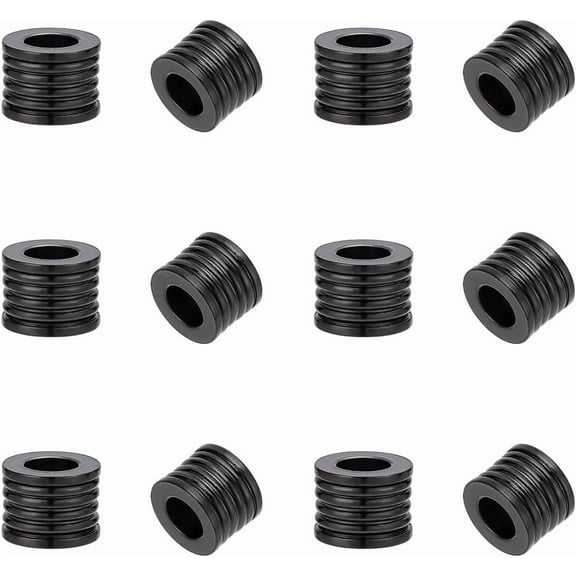 15Pcs Paracord Bead Stainless Steel Column Spacer Beads Metal Black Grooved Tube Lanyard Beads 8mm Diameter Loose Bead for DIY European Bracelet Necklace Jewelry Making Black