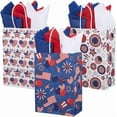 thumbnail image 1 of 15Pcs Patriotic Party Favor Bags American Flag Bags with 18Pcs Tissue Paper 4th of July Independence Star Rectangle Handle Wrapping Tote Gift Pouches, 1 of 5