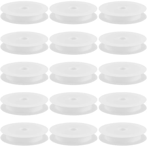 15Pcs Plastic Bobbins Empty Thread Spool White 6.9cm Large Diameter Flat String Cord Rope Wire Crochet Yarn Lace Organizer Bobbin Spools for Sewing Embroidery Weaving DIY Crafts Accessories
