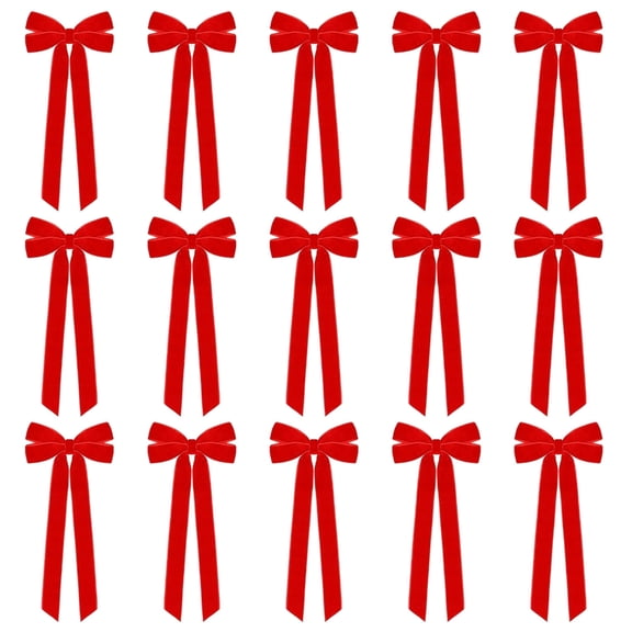 15Pcs Plush Velvety Ribbon Bowknots Pre Tied Decorative Accent For Festival Home Seasonal Styling