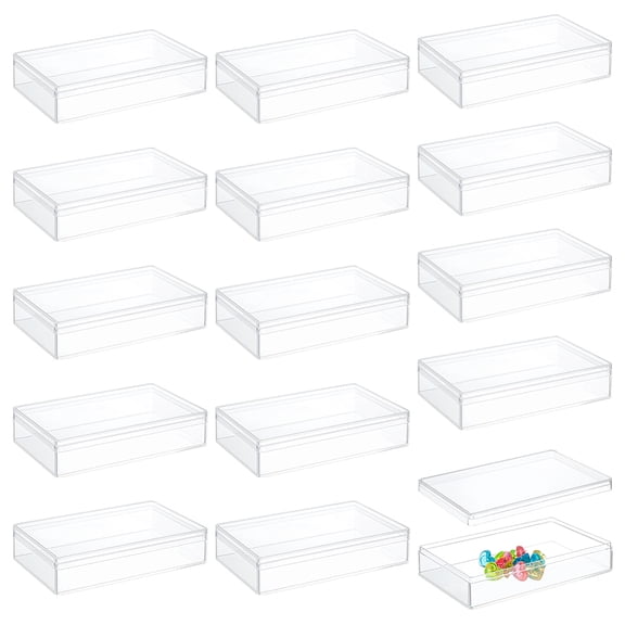 15Pcs Rectangle Transparent Acrylic Storage Boxes Gift Case Clear 7x11x2.5cm for DIY