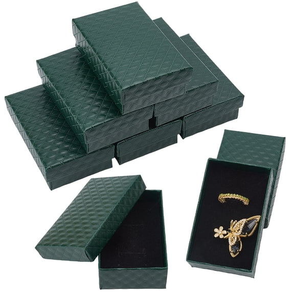 15Pcs Rhombus Textured Cardboard Jewelry Boxes with Black Sponge for ...