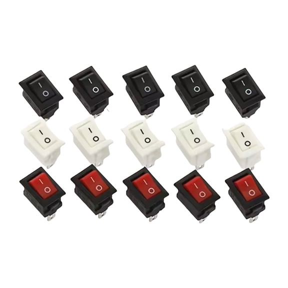15Pcs Rocker Type Power Switches 2 Pin 2 Position KCD1 101 Iron Base Plastic Frame Upgrades For Home Electrical Systems