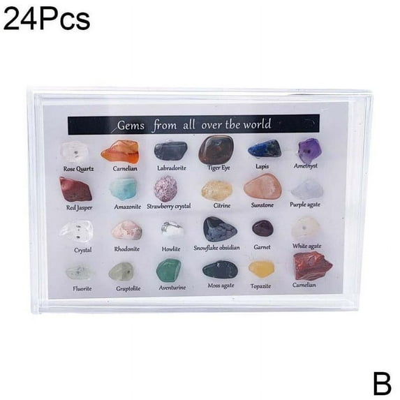 15Pcs Rocks Gemstones Collection Box Quartz Crystasl Natural Mineral Hot O6 B7V4