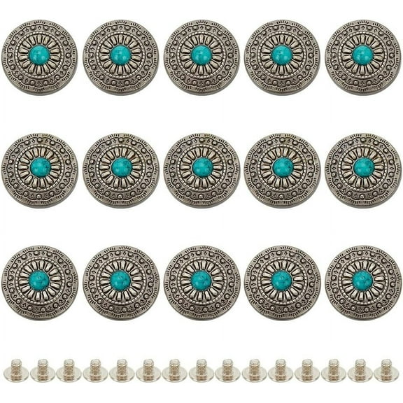 15Pcs Screw Back Buttons 12mm Sunflower Decorative Buckle Metal Daisy Buttons Round Conchos Replacement Jean Button