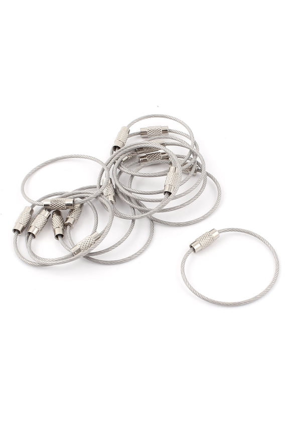 15Pcs Screw Buckle Steel Cable Wire Rope Key Ring Holder Keychain Keyring 4.5