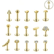 15Pcs/Set 16G Push in Lip Studs Zircon Monroe Medusa Piercing Cute Helix Cartilage Piercing for Adult Female