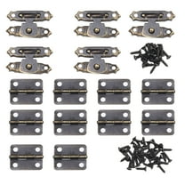 15Pcs/Set Antique Bronze Hinges 16*12Mm With Box Latch Hasp Clasps 26*15Mmw/Screws Retro Buckle Padlock Wood Jewelry Case Lock