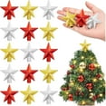 15Pcs Small Christmas Tree Topper, Mini Tree Topper Stars, 2.36 Inch