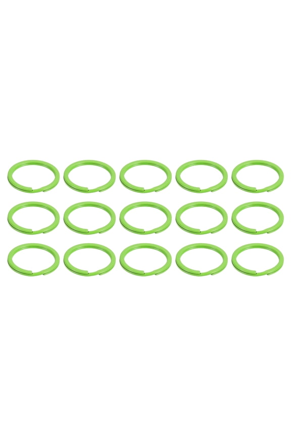15Pcs Split Keychain Rings, 30mm Round Flat Key Holder Side Push Keyring, Green