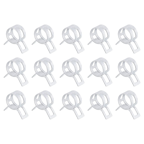 15Pcs Spring Band Type Action Fuel/Silicone Vacuum Hose Pipe Clamp, 11mm Low-Pressure Air Spring Hose Clip Clamp for Automotive Oil Pipe Water Pipe, Silver