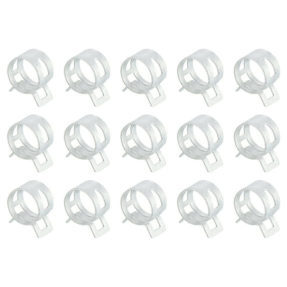 15Pcs Spring Band Type Action Fuel/Silicone Vacuum Hose Pipe Clamp, 13.5mm Low-Pressure Air Spring Hose Clip Clamp for Automotive Oil Pipe Water Pipe, Silver