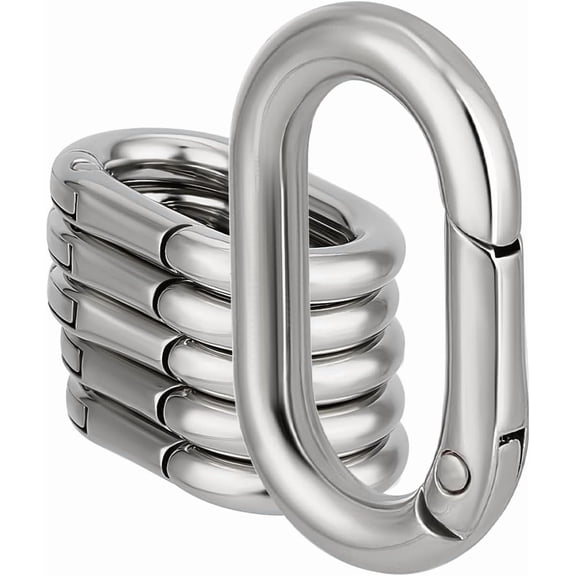 15Pcs Spring Oval Rings Alloy Silver Spring Gate Rings Split Snap Clip Hooks Carabiner Lock Clasps Spring Keyring Buckle for Purse Hardware DIY Crafts 34.5x21x4.5mm