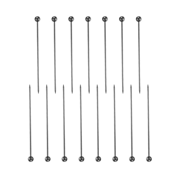 15Pcs Stainless Steel Cocktail Toothpicks, 4.25" Metal Cocktail Picks Fruit Sticks for Drinks Appetizer, Black Bead