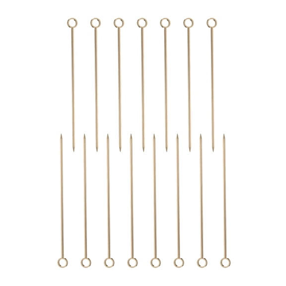 15Pcs Stainless Steel Cocktail Toothpicks, 4.25" Metal Cocktail Picks Fruit Sticks for Drinks Appetizer, Gold Ring