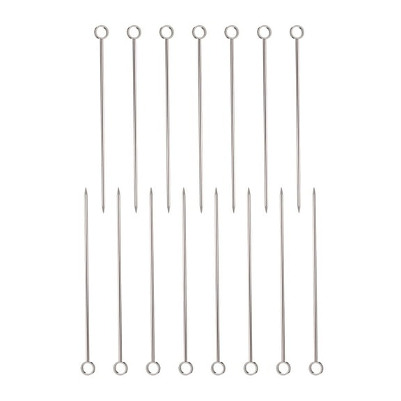 15Pcs Stainless Steel Cocktail Toothpicks, 4.25" Metal Cocktail Picks Fruit Sticks for Drinks Appetizer, Silver Ring