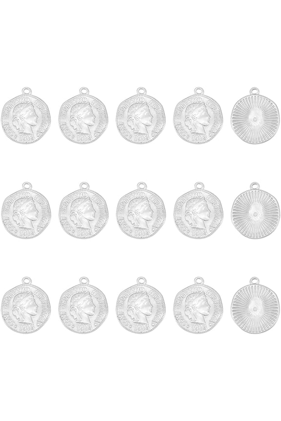 15Pcs Stainless Steel Coin Pendant Confoederatio Helvetica Charms Flat Round Metal Pendant Hole 1.6mm Coin Dangle Medallion Charm Pendant for DIY Jewelry Making colorful DIY
