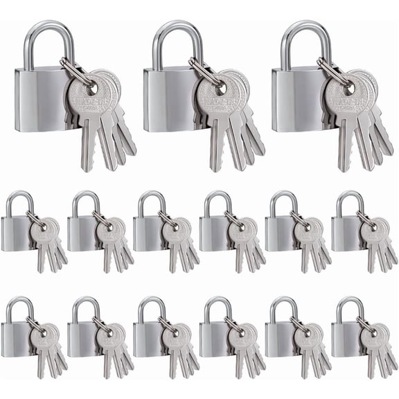 15Pcs Steel Electric Box Locks with 60Pcs Key Stainless Steel Color 35x21x10.5mm