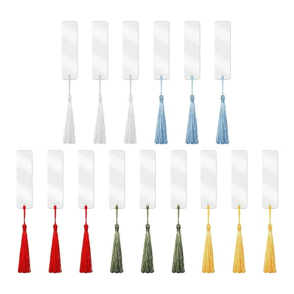 15Pcs Sublimation Blank Bookmarks Heat Transfer Bookmark with Hole and Tassel