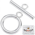 thumbnail image 1 of 15Pcs Toggle Clasps 925 Sterling Silver Plated T-bar Closure Round Claps Jewelry Findings with Storage Box, 1 of 6