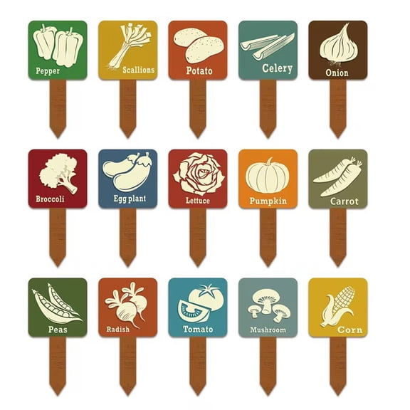 15Pcs Vegetable Labels Signs for Outside Garden Plant Labels Markers Tags Signs with Printed Name for Indoor Outdoor Gardens Plants Potted