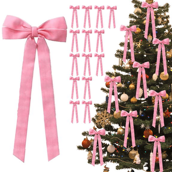 15Pcs Velvet Bows for Christmas Tree, Christmas Wreath Bows Rustic Crafts Gift Bows Velvet Ribbon Bows for Xmas Home Garland Decorations Holiday Wedding Outdoor Indoor Decor