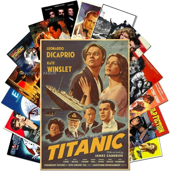 15Pcs Vintage Classic Movie Posters Stickers Decal Retro Classic Movie Film Posters Stickers Home Man Cave Movie Theater Teens Room Wall Decor 7.8 11.8 Inches