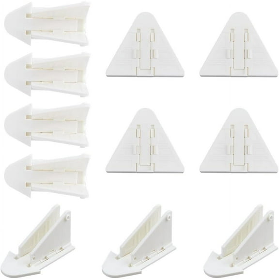 15Pcs White Sliding Door Lock Plastic Slide Window Locks Triangle Safety Locks Closet Door Stopper No-Drill Security Bar