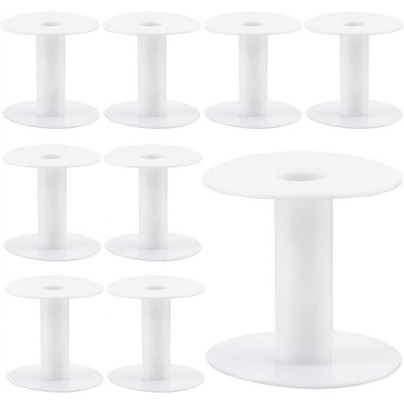 15Pcs Wire Weaving Bobbin Plastic Ribbon Spool Bulk Small Diameter Empty Thread Rope Chain Roll Crochet Cords Organizer Lace Line White Spools