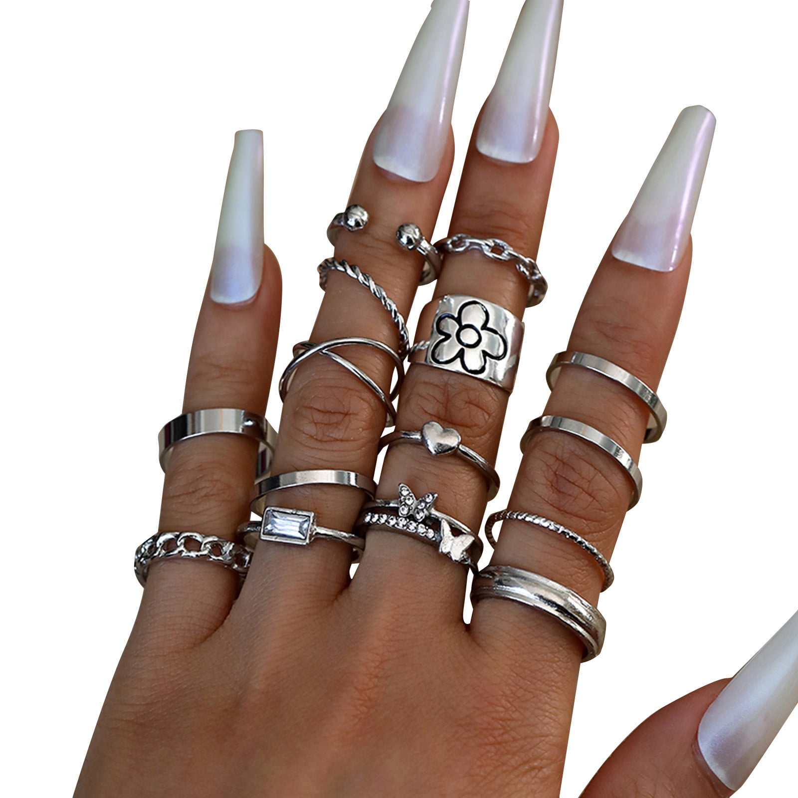 Amazon.com: Poaiiu 5PCS Silver Stacking Rings Set for Women Silver  Stackable Rings Simple Midi Thumb Finger Ring Size 5 Jewelry Gifts for  Girls : Clothing, Shoes & Jewelry