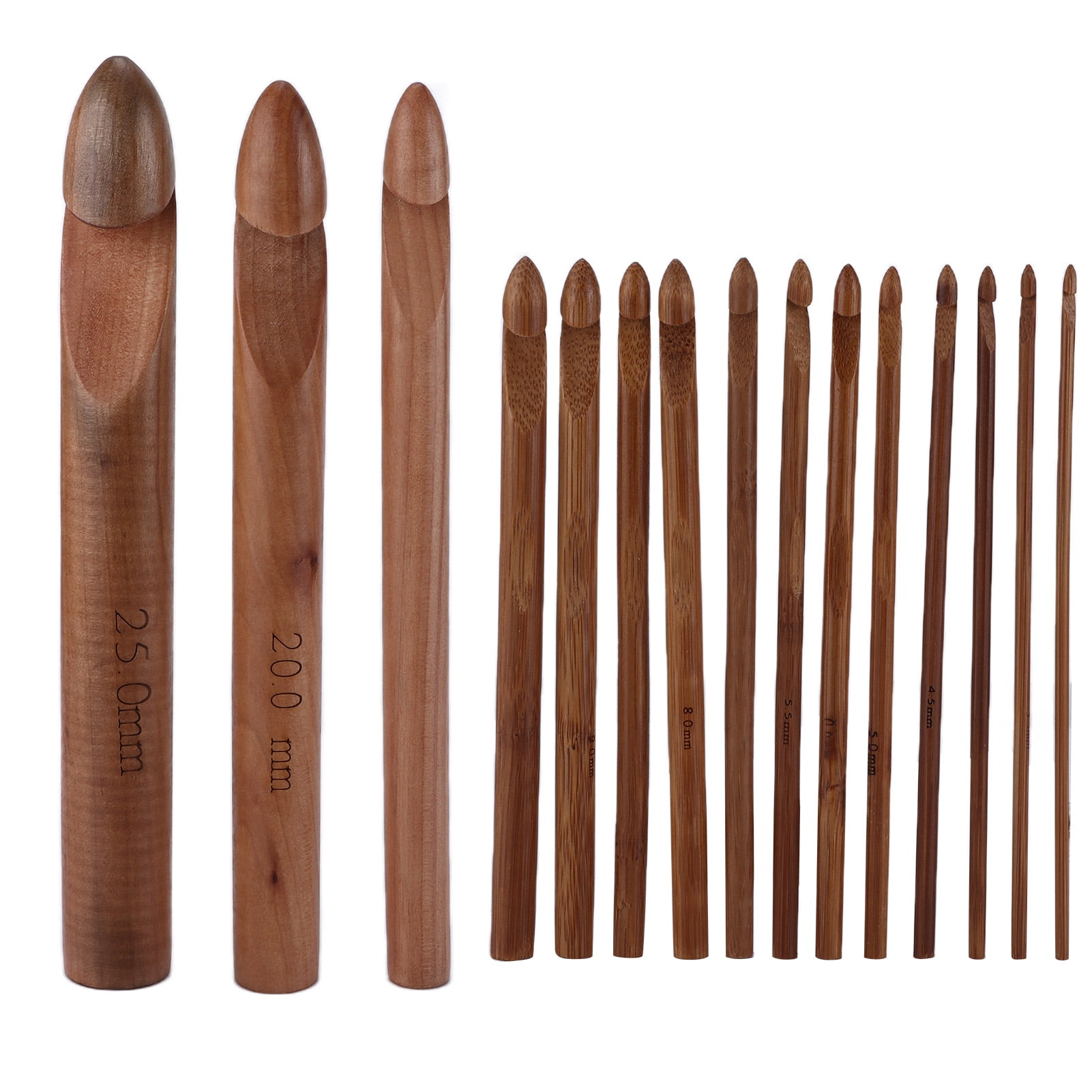 15Pcs Wooden Crochet Hooks Ergonomic Crochet Hook Set Inline Crochet